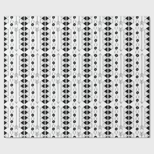 Zwart-wit Abstract cirkeldriehoekpatroon Cadeaupapier (Vlak)