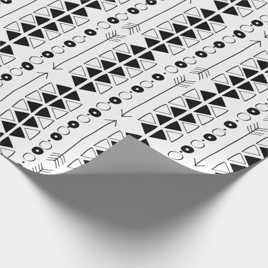 Zwart-wit Abstract cirkeldriehoekpatroon Cadeaupapier (Hoek)