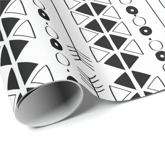 Zwart-wit Abstract cirkeldriehoekpatroon Cadeaupapier (Rol Hoek)