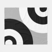 Zwart-wit abstract cirkelpatroon op grijs fleece deken (Voorkant (Horizontaal))