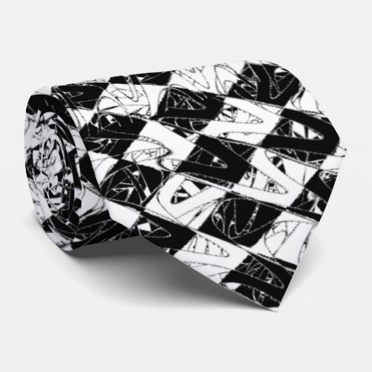 Zwart-wit Abstract diamant Stropdas (Opgerold)