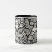 Zwart-wit Abstract Doodle Art Koffiekop | M Mok (Midden)