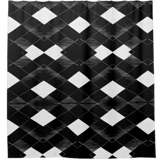 Zwart-wit Abstract douchegordijn stijl 2 (Voorkant)