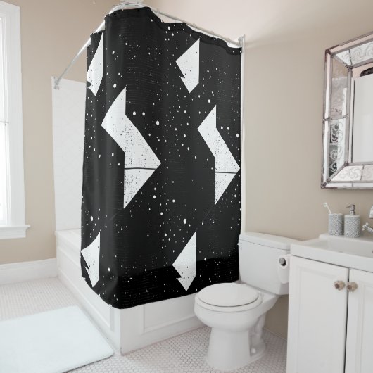 Zwart-wit Abstract douchegordijnstijl 1 Douchegordijn (In situ)