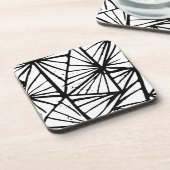 Zwart-wit Abstract Driehoeken Lino Cut Bier Onderzetter (Linkerzijde)
