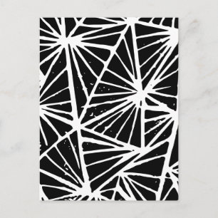 Zwart-wit Abstract Driehoeken Lino Cut Briefkaart