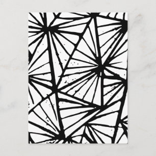 Zwart-wit Abstract Driehoeken Lino Cut Briefkaart