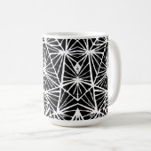 Zwart-wit Abstract Driehoeken Lino Cut Koffiemok (Voorkant rechts)