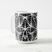 Zwart-wit Abstract Driehoeken Lino Cut Koffiemok (Voorkant links)