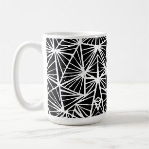 Zwart-wit Abstract Driehoeken Lino Cut Koffiemok
