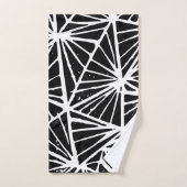 Zwart-wit Abstract Driehoeken Lino Print Bad Handdoek (Handdoek)