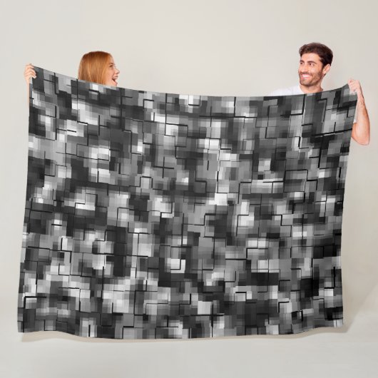 Zwart wit Abstract Fleece Deken (In situ)