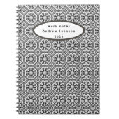 Zwart-wit Abstract FlowerNotebook Notitieboek (Voorkant)