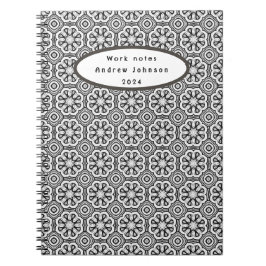 Zwart-wit Abstract FlowerNotebook Notitieboek