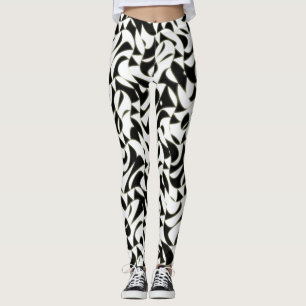 Zwart-wit abstract fractalpatroon leggings