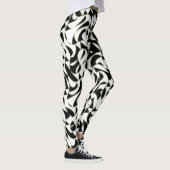 Zwart-wit abstract fractalpatroon leggings (Rechts)