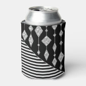 Zwart-wit, abstract, geometrisch, eenvoudig, scann blikjeskoeler (Blikje Voorkant)