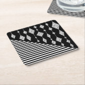 Zwart-wit, abstract, geometrisch, eenvoudig, scann kartonnen onderzetters (Schuin)