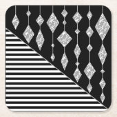 Zwart-wit, abstract, geometrisch, eenvoudig, scann kartonnen onderzetters (Voorkant)