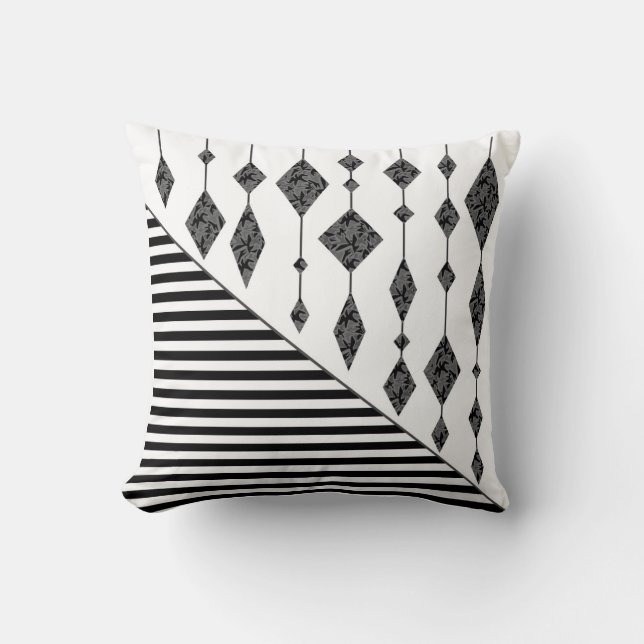 Zwart-wit, abstract, geometrisch, eenvoudig, scann kussen (Voorkant)