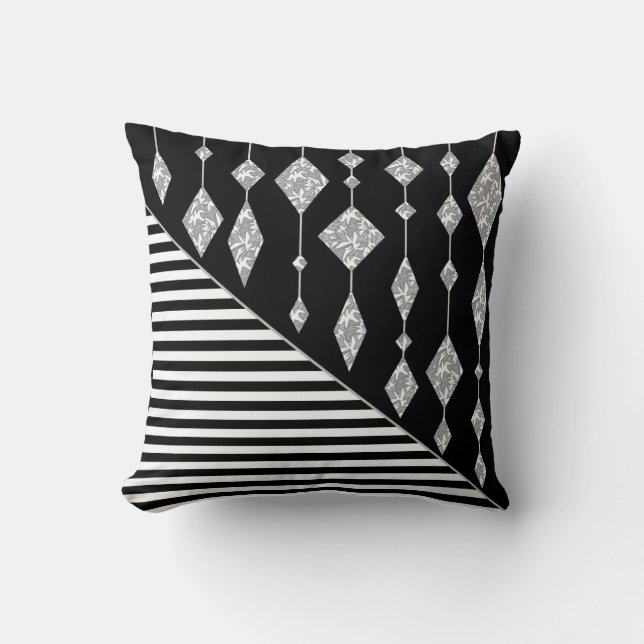 Zwart-wit, abstract, geometrisch, eenvoudig, scann kussen (Voorkant)