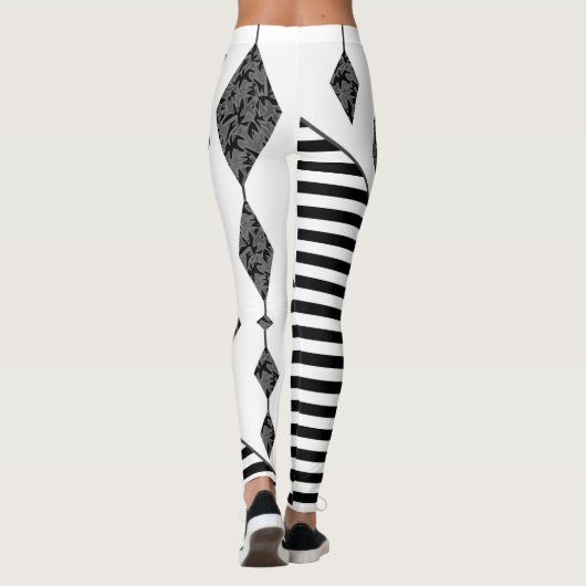 Zwart-wit, abstract, geometrisch, eenvoudig, scann leggings (Achterkant)