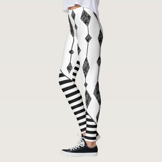 Zwart-wit, abstract, geometrisch, eenvoudig, scann leggings (Links)