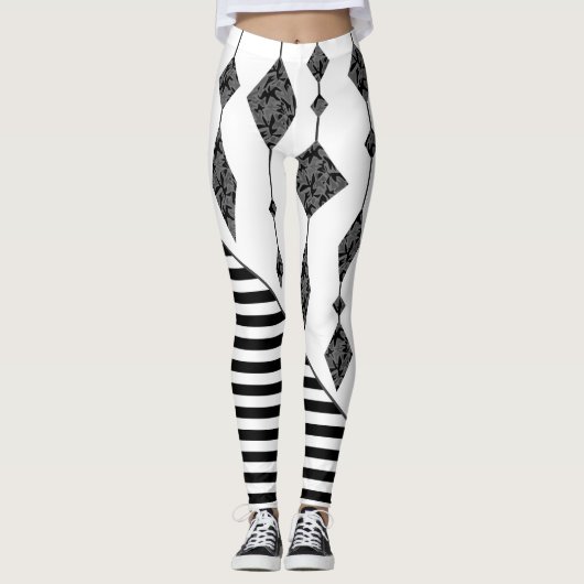 Zwart-wit, abstract, geometrisch, eenvoudig, scann leggings (Voorkant)