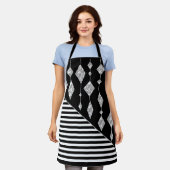 Zwart-wit, abstract, geometrisch, eenvoudig, scann schort (Gedragen)