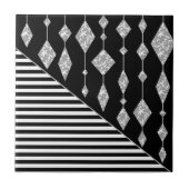 Zwart-wit, abstract, geometrisch, eenvoudig, scann tegeltje (Voorkant)