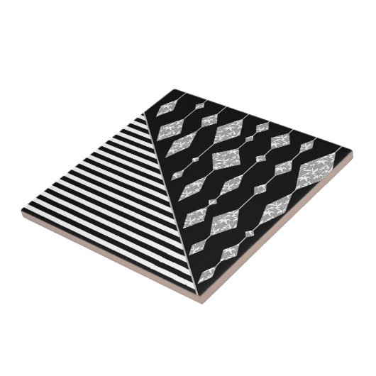 Zwart-wit, abstract, geometrisch, eenvoudig, scann tegeltje (Zijkant)