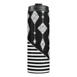 Zwart-wit, abstract, geometrisch, eenvoudig, scann thermosbeker