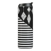 Zwart-wit, abstract, geometrisch, eenvoudig, scann thermosbeker (Gedraaid links)