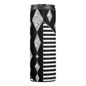 Zwart-wit, abstract, geometrisch, eenvoudig, scann thermosbeker (Achterkant)