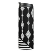 Zwart-wit, abstract, geometrisch, eenvoudig, scann thermosbeker (Geroteerd rechts)