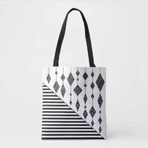 Zwart-wit, abstract, geometrisch, eenvoudig, scann tote bag