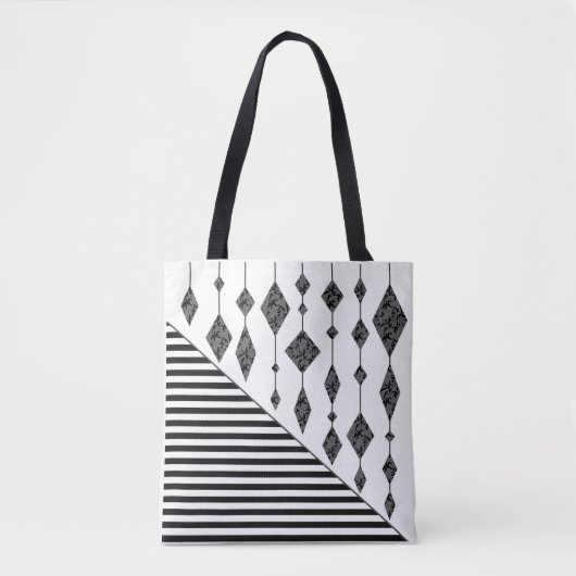 Zwart-wit, abstract, geometrisch, eenvoudig, scann tote bag (Voorkant)