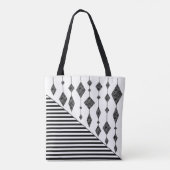 Zwart-wit, abstract, geometrisch, eenvoudig, scann tote bag (Achterkant)