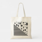 Zwart-wit, abstract, geometrisch, eenvoudig, scann tote bag (Achterkant)