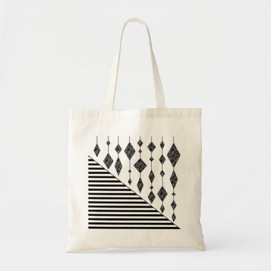 Zwart-wit, abstract, geometrisch, eenvoudig, scann tote bag (Voorkant)