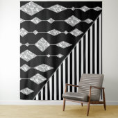 Zwart-wit, abstract, geometrisch, eenvoudig, scann wandkleed (In situ)