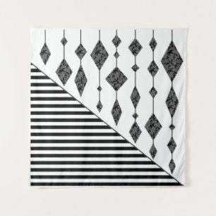 Zwart-wit, abstract, geometrisch, eenvoudig, scann wandkleed