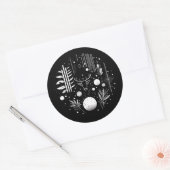 Zwart-wit Abstract Geometrisch Hert Ronde Sticker (Envelop)