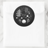 Zwart-wit Abstract Geometrisch Hert Ronde Sticker (Tas)