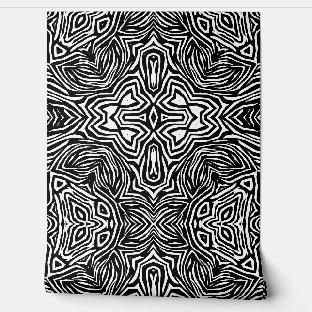 Zwart-wit abstract geometrisch modern patroon behang (Afrollen)