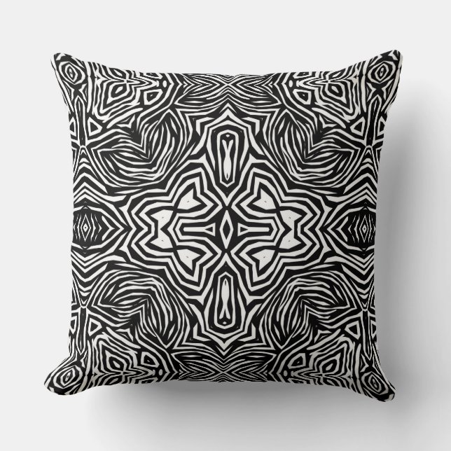 Zwart-wit abstract geometrisch modern patroon kussen (Voorkant)