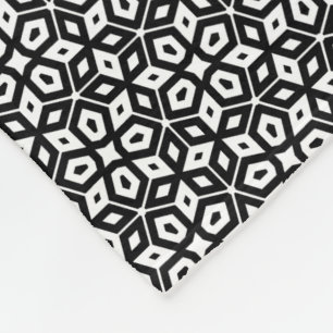 Zwart & Wit Abstract Geometrisch Mozaïek Patroon Fleece Deken