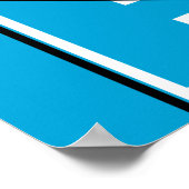 Zwart wit Abstract geometrisch op middelblauw Poster (Hoek)