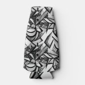 Zwart & Wit Abstract Geometrisch Patroon 65 Flesjeskoeler (Voorkant)