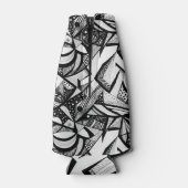 Zwart & Wit Abstract Geometrisch Patroon 65 Flesjeskoeler (Achterkant)